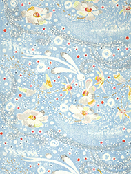 「雪うさぎ」絞りに型絵染名古屋帯地 山本由季作