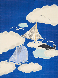 雲とクジラ夏名古屋帯地 岡田その子作