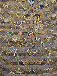 オリエンタル文様摺箔に刺繍絽紗袋帯