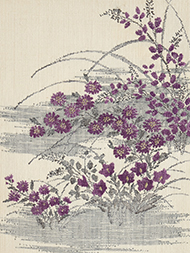 帝王紫 秋草模様紬八寸名古屋帯