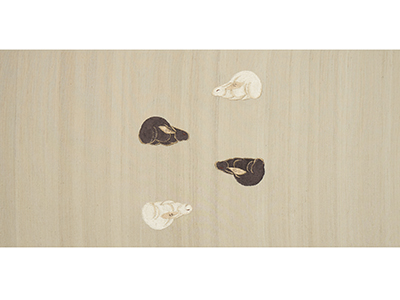 北斎うさぎ模様刺繍名古屋帯地 工芸キモノ野口(F93440Nq) 未仕立