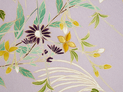 霞暈しに草花の刺繍附下着物地(K992360nr) 未仕立品紹介