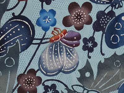 ⑥⑧⓪琉球紅型 縮緬 牡丹 蝶々 名古屋帯 正絹 ⑥⑧⓪琉球紅型 縮緬 牡丹 蝶々 名古屋帯 正絹