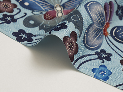 蝶」本場琉球紅型名古屋帯地 日本工芸会正会員 城間栄順作(+20_7660KB