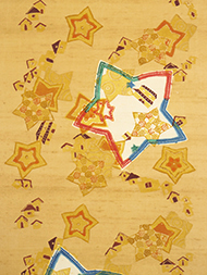 「星座遊覧」型絵染名古屋帯地 国画会会員 室伏弘子作