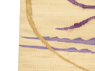 帝王紫 古代鳥文様すくい織名古屋帯 じゅらく製(B65136iL) 帯紹介