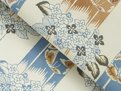 花と蝶の模様藍型染名古屋帯(V91220fo) 帯紹介