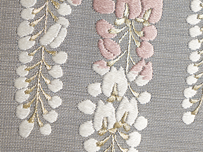 魚エンゼルフィッシュとカサゴの刺繍夏名古屋帯