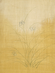 暈し染に素描麻名古屋帯