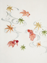 金魚の刺繍絽紗袋帯
