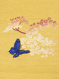 お花と蝶々の刺繍開名古屋帯