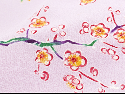 四季の花手描き蝋纈小紋着物 皆川月華図案(F52'380Sm) 特選きもの・帯紹介