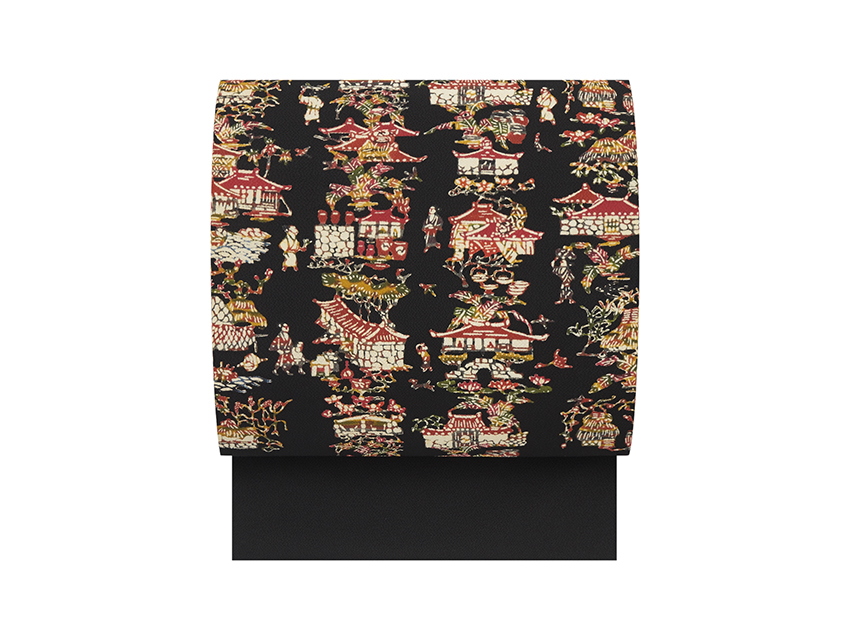 琉球風景型絵染名古屋帯 小島悳次郎作(y89320Yk) 特選きもの・帯紹介
