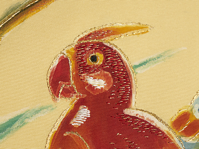 インコと蘭の模様名古屋帯 皆川月華作(s21_3440Rt) 特選きもの インコと蘭の模様名古屋帯 皆川月華作(s21_3440Rt) 特選きもの