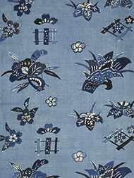 「小井筒野菜」型絵染紬着物 国画会会員 添田敏子作