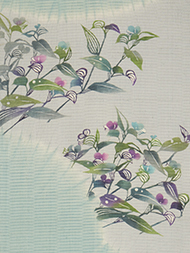「つゆ草」型絵染名古屋帯 日本工芸会正会員 岩井香楠子作
