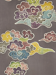 筋斗雲型絵染麻名古屋帯 国画会会員 福島輝子作