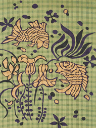 魚の模様型絵染名古屋帯 国画会会員 柚木沙弥郎作